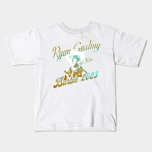 Barbie movie 2023 Ryan Gosling as Ken graphic illustration design by ironpalette Kids T-Shirt